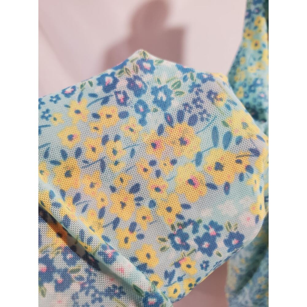 Logo Layers Floral Lightweight Mesh Long Sleeve Top Size 2X Summer Casual Blue - Picture 6 of 11